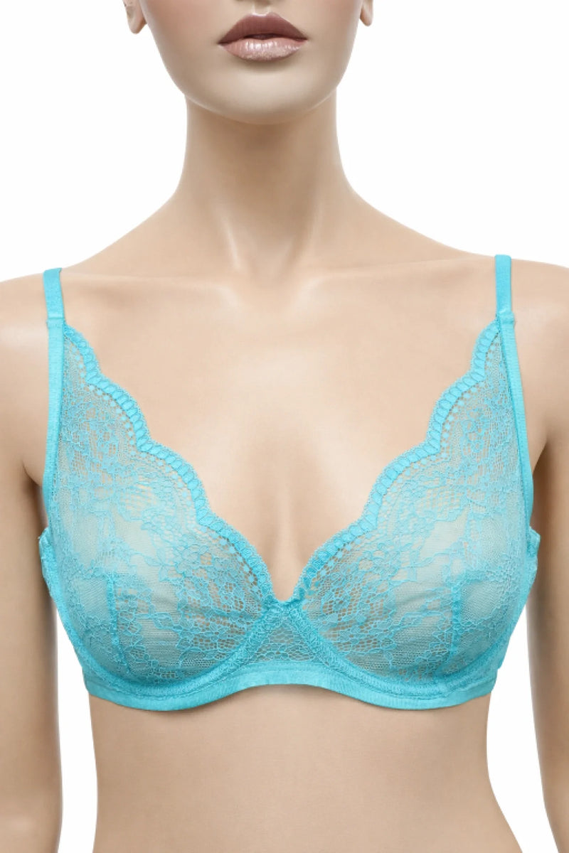 Hunkemöller дантелен сутиен 80D в тюркоазен цвят