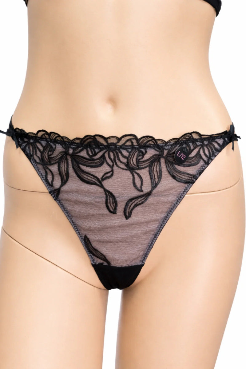 Hunkemöller дамско долнище L – черна дантела с флорален мотив