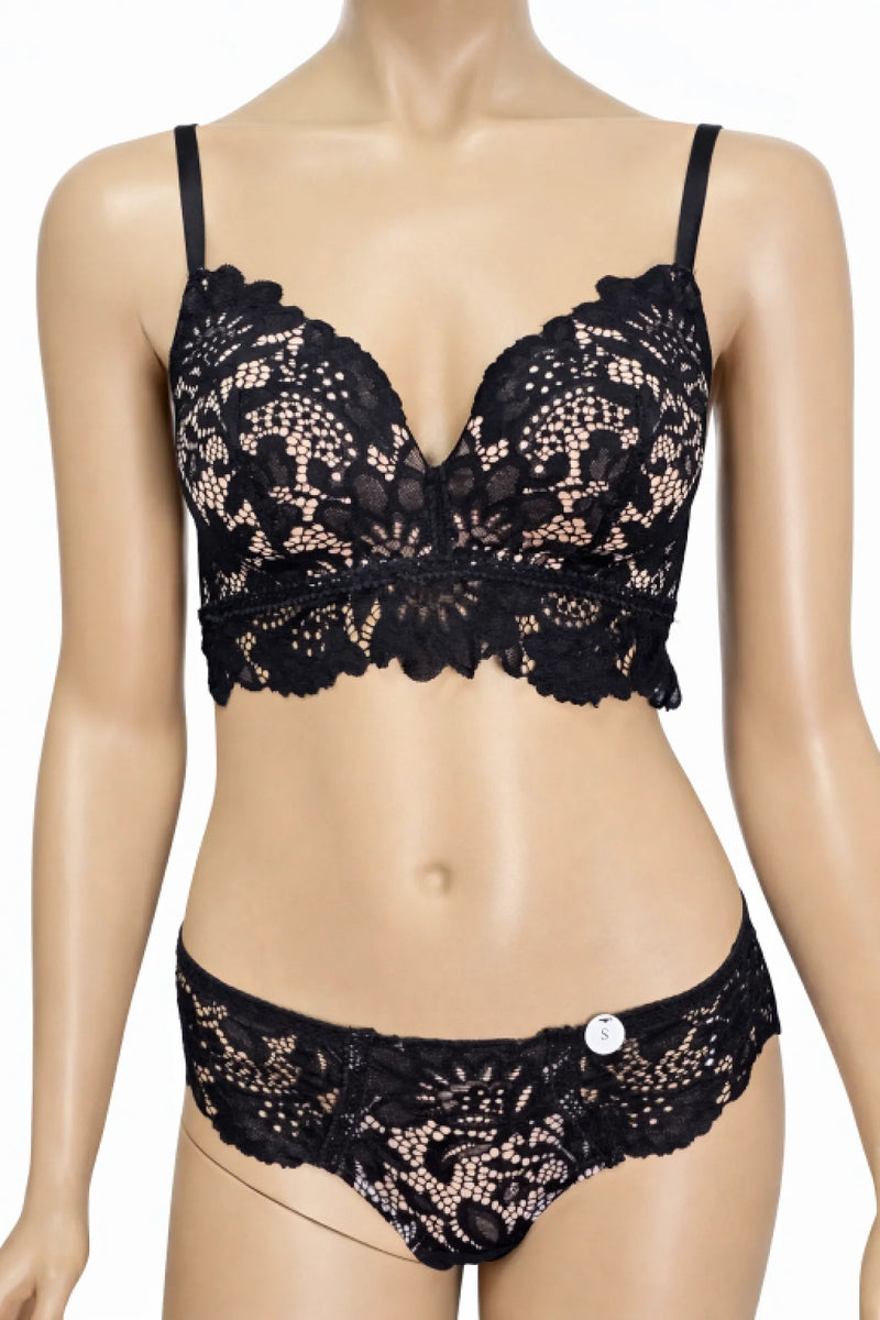Hunkemöller комплект черно дантелено бельо – сутиен 75D и бикини S