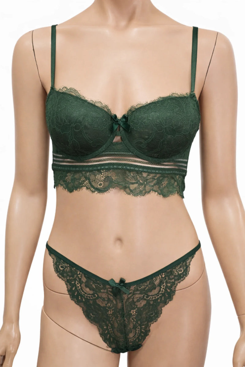 Hunkemöller дамски комплект бельо в тъмнозелено – сутиен 70C и бикини L