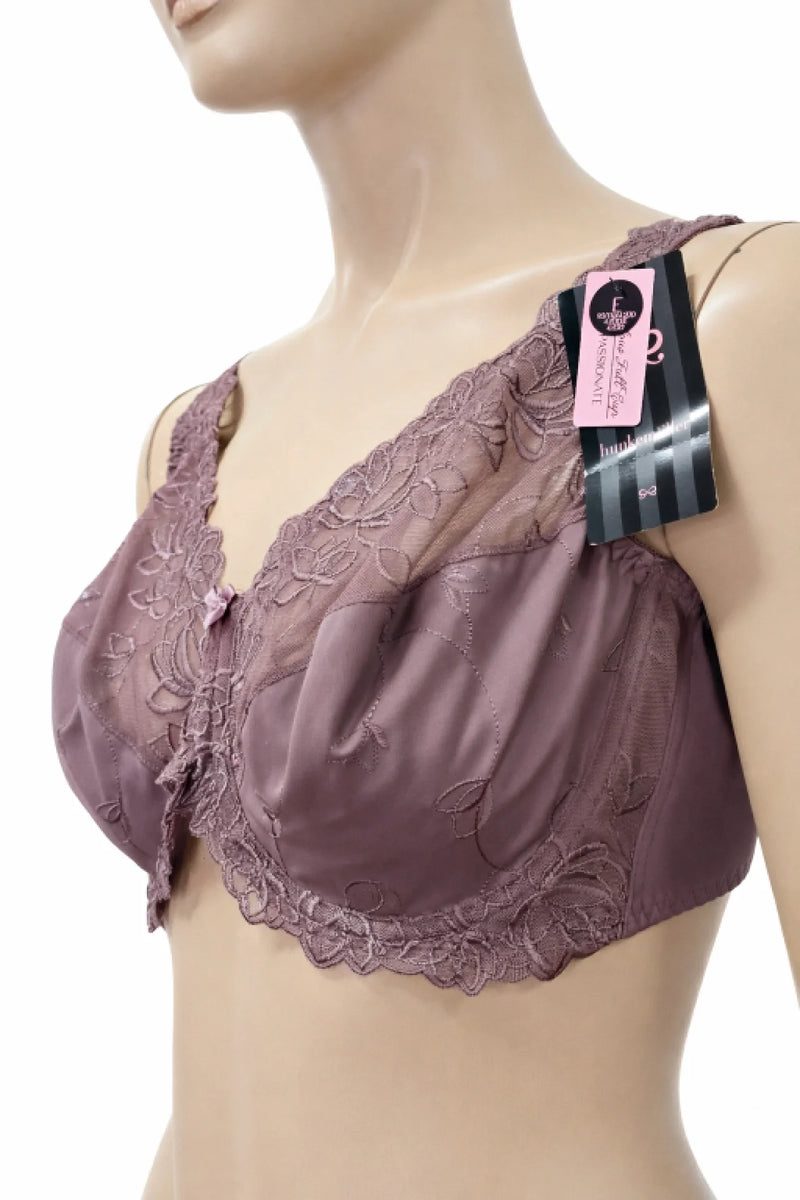 Сутиен Hunkemöller 95E в пепеливо лилав цвят с дантела