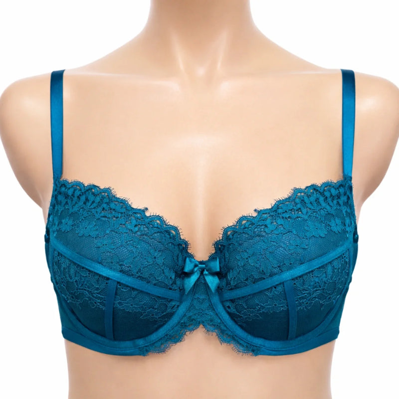 Hunkemöller дантелен сутиен 80C в петролено син цвят