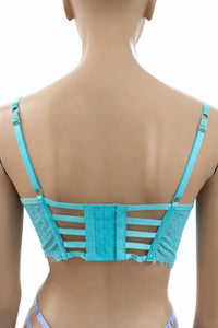 Hunkemöller дамски сутиен 80D – тюркоазена дантела с ефектен дизайн – снимка 4