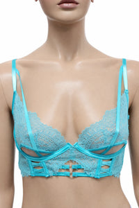 Hunkemöller дамски сутиен 80D – тюркоазена дантела с ефектен дизайн