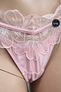 Дамско долнище Hunkemöller L – нежно розово с дантела и флорална бродерия – снимка 3