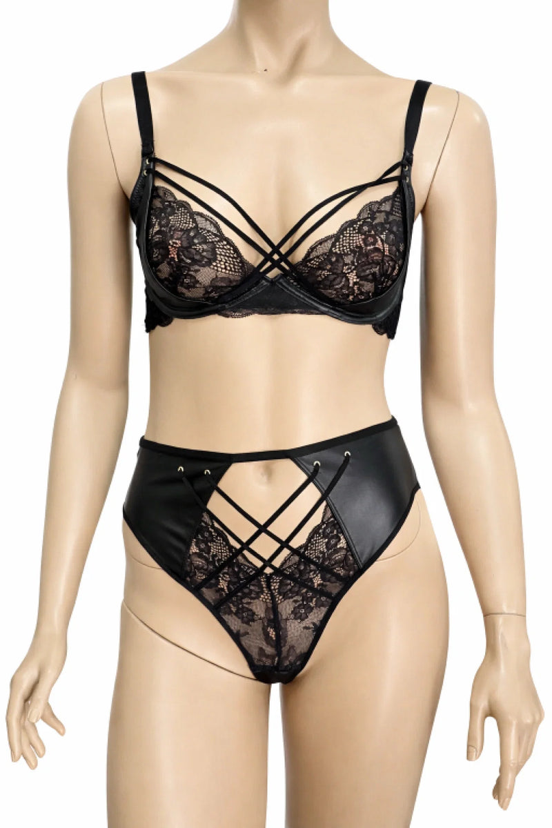 Hunkemöller комплект бельо с дантела и ленти – сутиен 70D, бикини XS