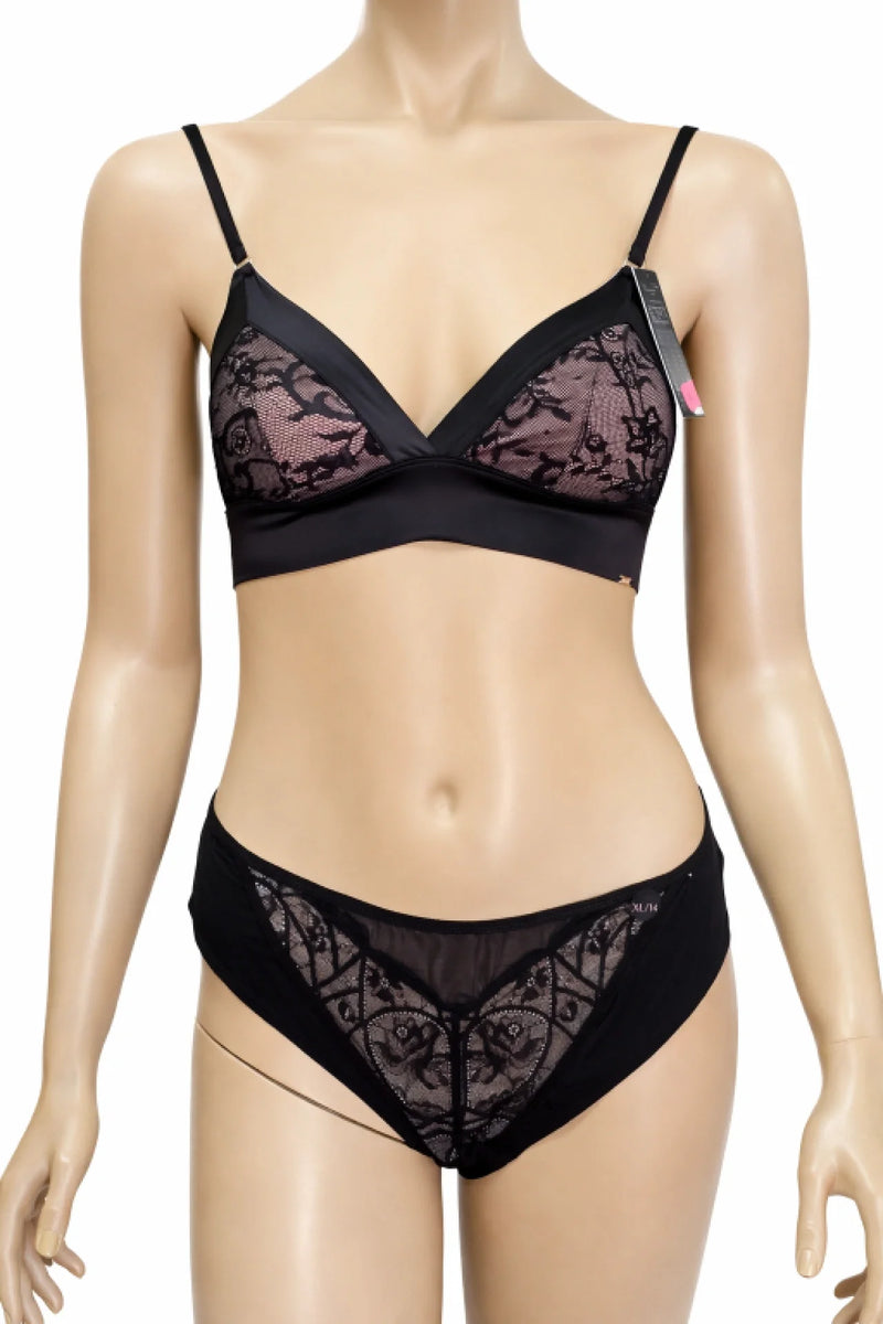 Hunkemöller комплект бельо с дантела – сутиен XS и бикини XL