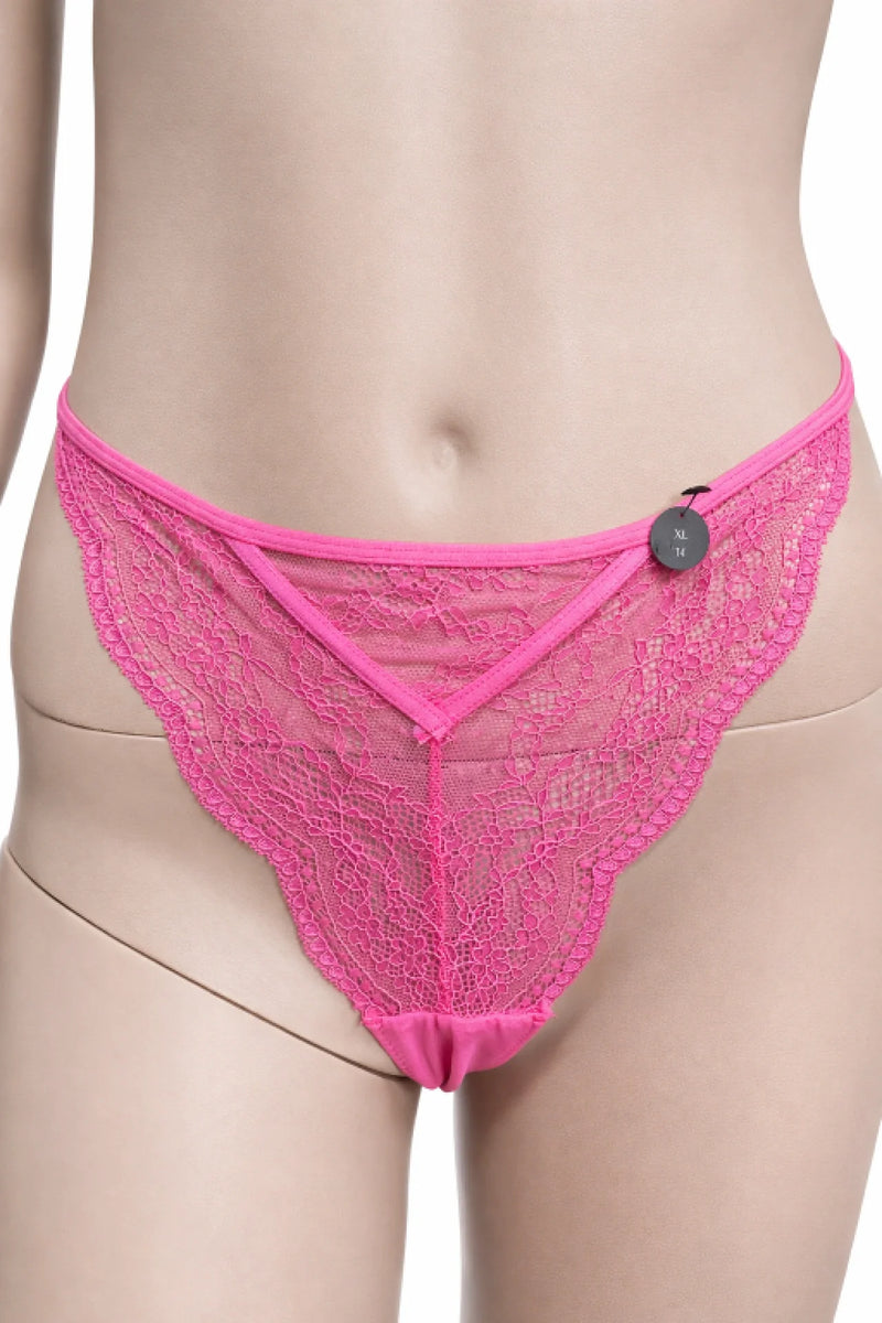 Hunkemöller дамско дантелено долнище XL в ярко розово