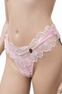 Дамско долнище Hunkemöller L – нежно розово с дантела и флорална бродерия – снимка 2